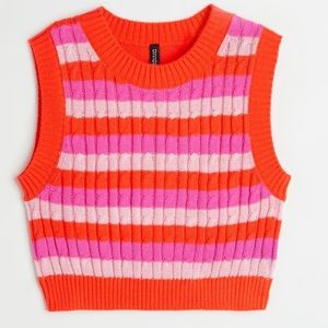 H&M cropped orange and pink sweater vest